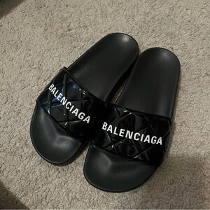 Black balenciaga slides